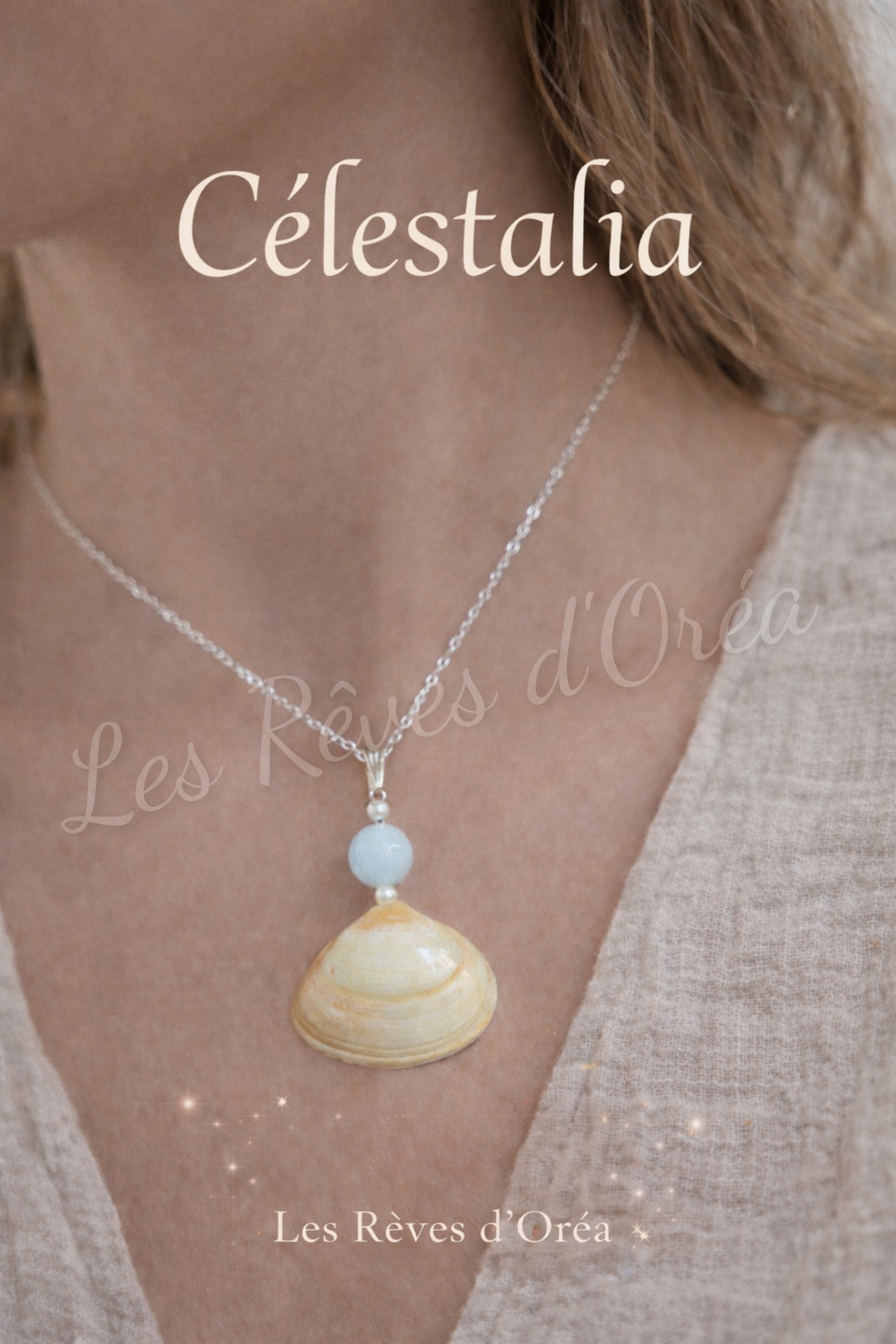 🐚 Célestalia 🐚
Collier coquillage  aigue-marine & argent 925